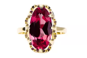 Or jaune 14 carats Rubis Anneau Style vintage vrc253y